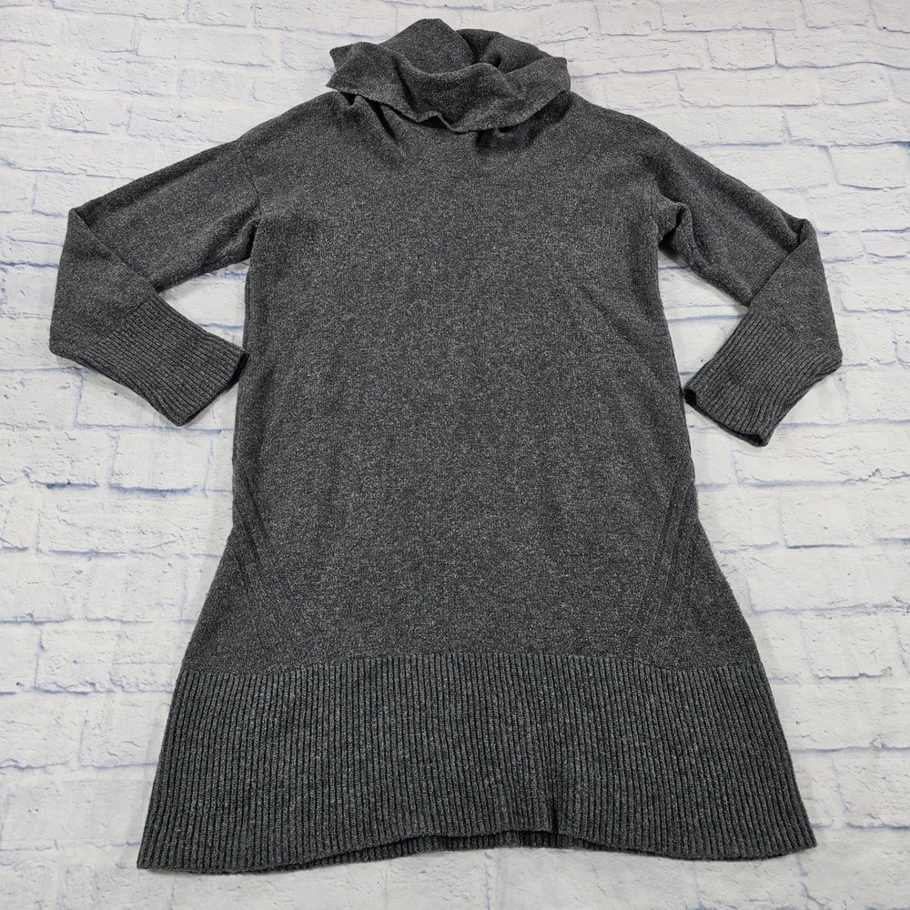 Anthropologie Sweater Dress Womens XL Charcoal Cowl Neck Wool Alpaca Cashmere